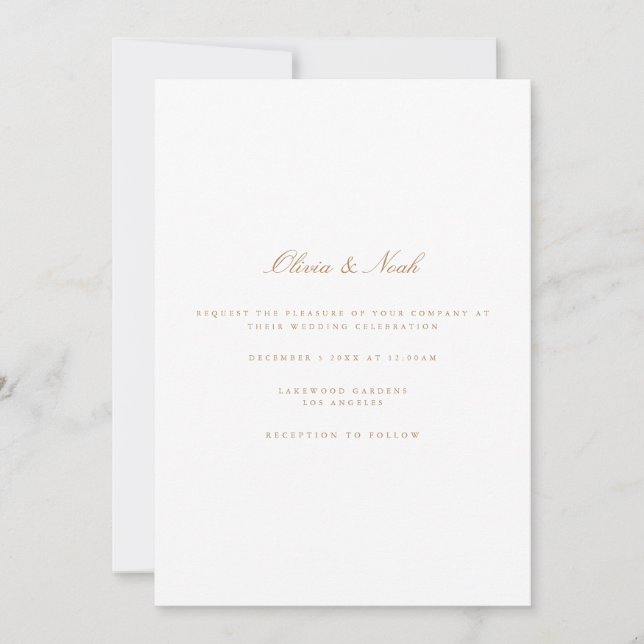 Elégante carte Faire-part de mariage blanche en or (Devant)