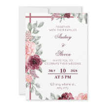 Elégante carte Faire-part de mariage florale