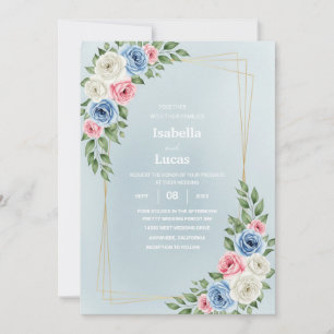 Elégante carte Faire-part de mariage florale aquar