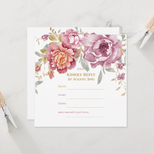 Elégante carte Floral & Gold RSVP