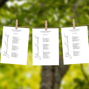 Élégante carte Mariage alphabétique
