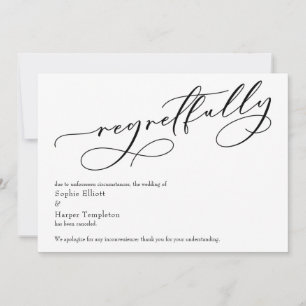 Élégante Carte Mariage Annulée simple "Regrettable