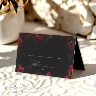 Elégante carte Mariage Black Red Floral
