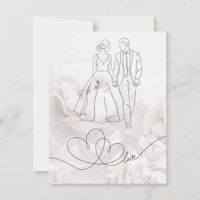 Élégante carte Mariage blanc minimaliste (Devant)
