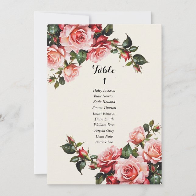 Elégante carte mariage de classement des sièges ro (Devant)