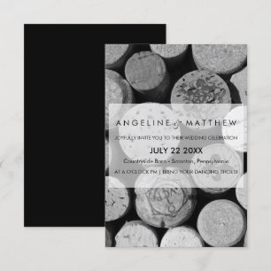 Élégante carte Mariage de liège à vin noir et blan