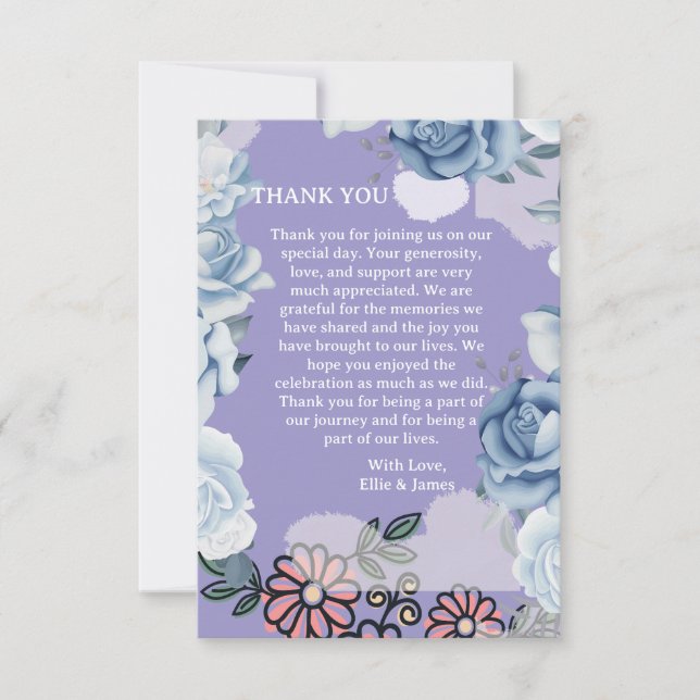 Elégante carte mariage Floral Purple (Devant)