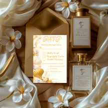 Elégante carte Mariage Gold Seashell RSVP