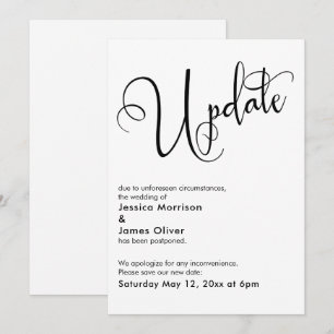 Élégante carte Mariage reportée simple mise à jour