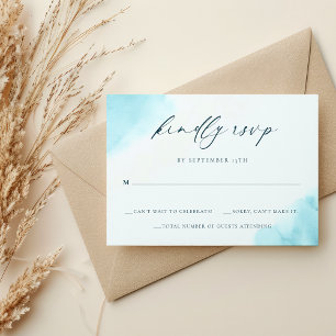 Elégante carte Mariage RSVP Turquoise Blue Waterco
