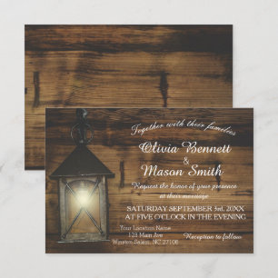 Élégante carte Mariage Rustic Lantern