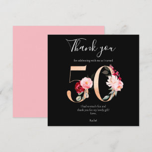Élégante carte Merci 50e anniversaire
