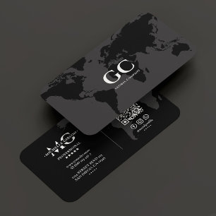 Élégante carte mondiale professionnelle Black Grey