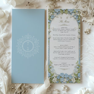 Elégante carte Monogramme bleu et blanc Dusty