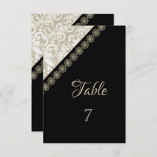 Elégante carte noire, Damask Table Card
