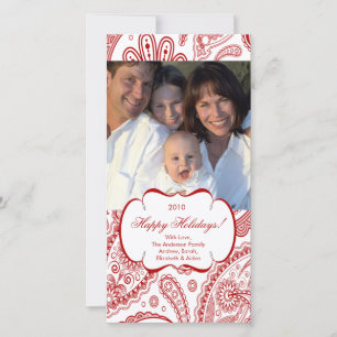 Elégante carte photo de Noël Paisley Swirl Frame.