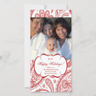 Elégante carte photo de Noël Paisley Swirl Frame.