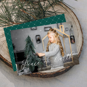 Élégante carte photo de Noël Paix sur Terre écritu