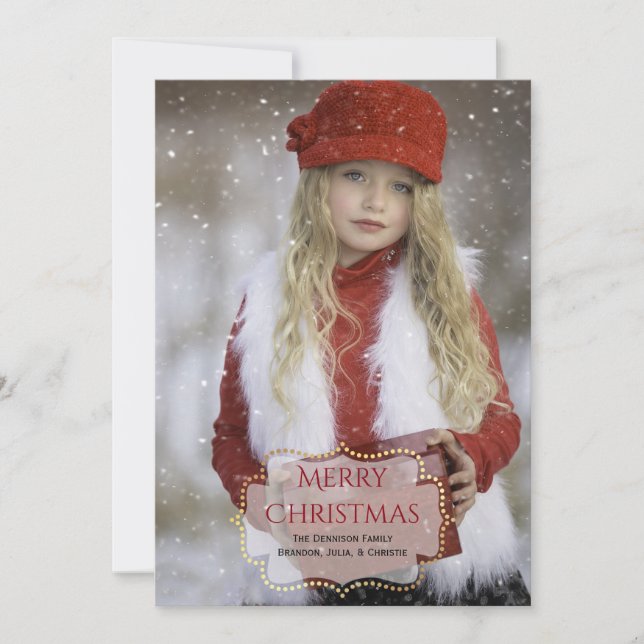 Elégante carte photo de Noël personnalisée (Devant)