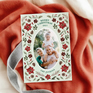 Elégante carte photo de Noël Poinsettia