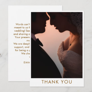 Élégante CARTE PLATE Merci de Mariage PHOTO ROMANT