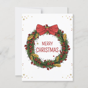 Elégante carte postale de couronne de Noël