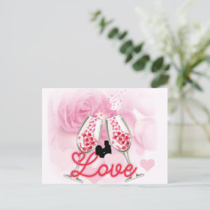 Elégante carte postale de la Saint Valentin rose