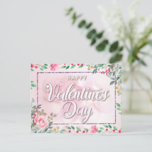 Elégante carte postale de la Saint Valentin rose