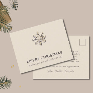 Elégante carte postale de Noël Snowflake