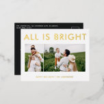 élégante carte postale de vacances en aluminium mo<br><div class="desc">collage photo 2 en aluminium noir blanc et moderne carte de noël fun design familial</div>