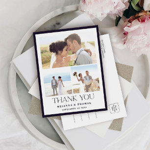 Elégante carte postale Mariage photo Merci
