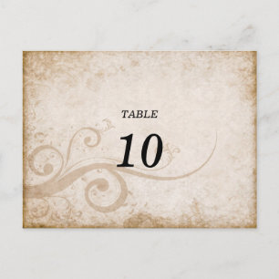 Élégante carte postale Numéro de table vintage