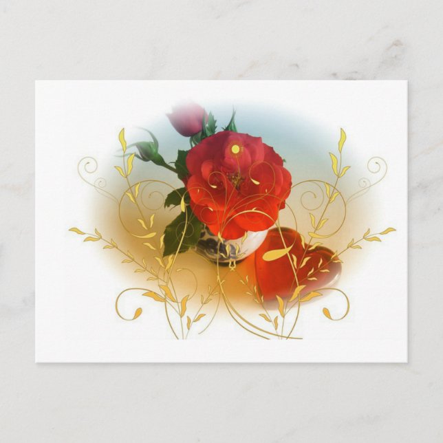 Elégante carte postale Rose (Devant)