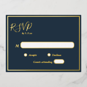 Elégante carte postale RSVP Gold Foil de marine mo