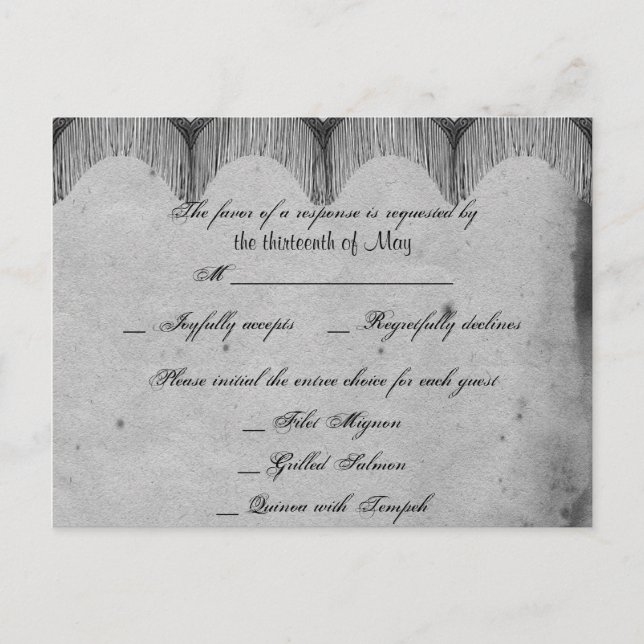 Elégante carte postale RSVP Gothic Lace Posh (Devant)