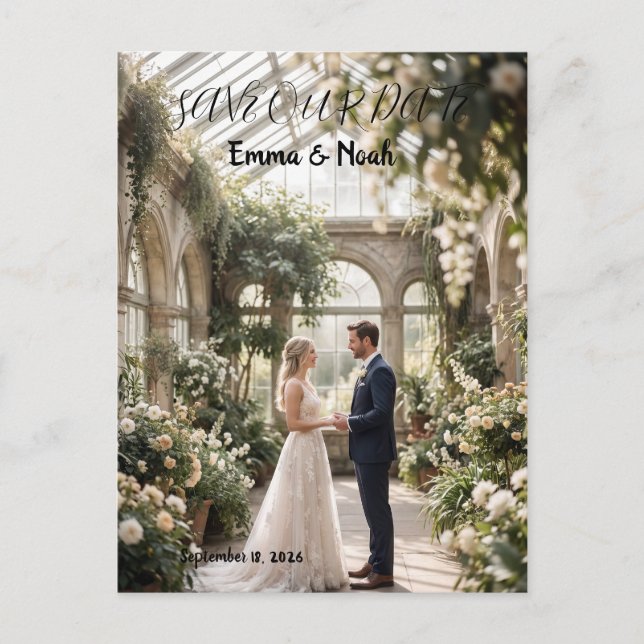 Élégante carte postale verticale de mariage à cons (Devant)