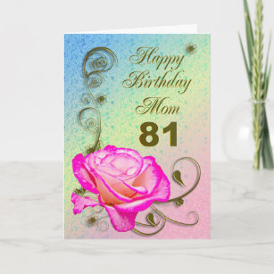 Elégante carte rose 81ème anniversaire pour maman