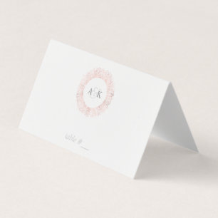 Élégante carte rose en or monogramme - plié