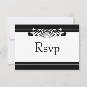 Elégante carte RSVP Black & Whiite Flourish Weddin