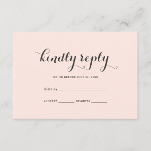 Elégante carte RSVP Blush et Grey Wedding