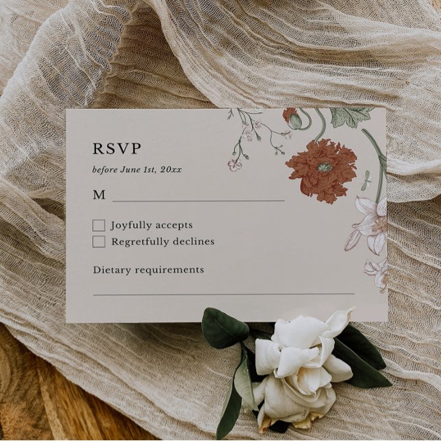 Elégante carte RSVP Boho Floral (Créateur téléchargé)
