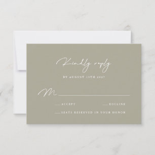 Elégante carte RSVP Calligraphie gris Dusty