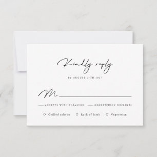 Élégante carte RSVP Calligraphie noir et blanc
