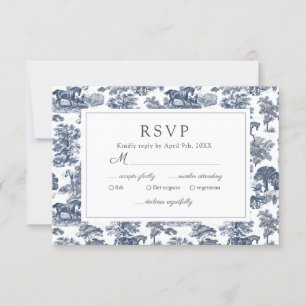 Elégante carte RSVP Cheval de Toile Bleue Chic Vin