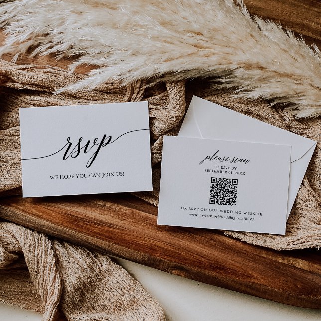 Elégante carte RSVP Code QR Mariage de calligraphi (Créateur téléchargé)