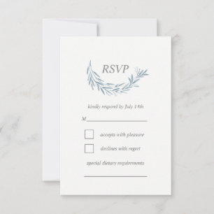 Elégante carte RSVP de mariage avec couronne bleu
