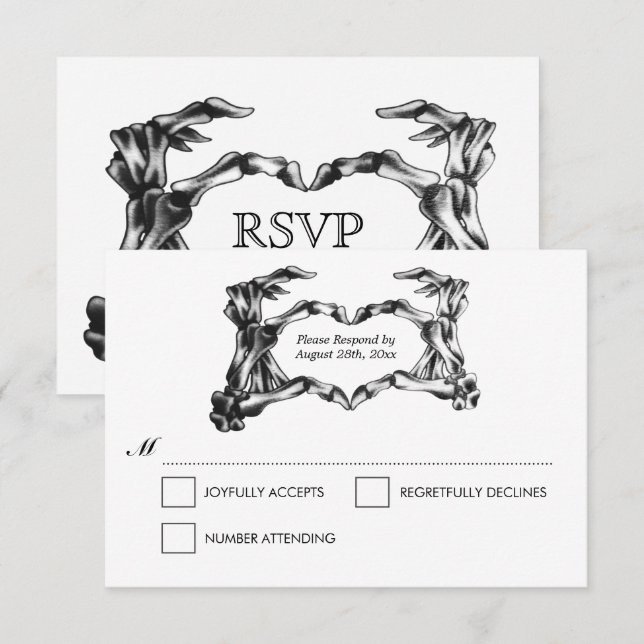 Elégante carte RSVP de mariage d'Halloween (Devant / Derrière)