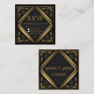 Elégante carte RSVP de mariage en velours noir