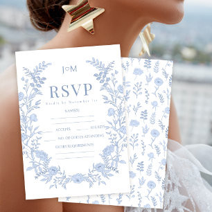 Elégante carte RSVP de mariage floral fleuri