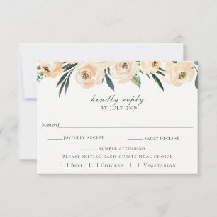 Elégante carte RSVP de mariage floral neutre